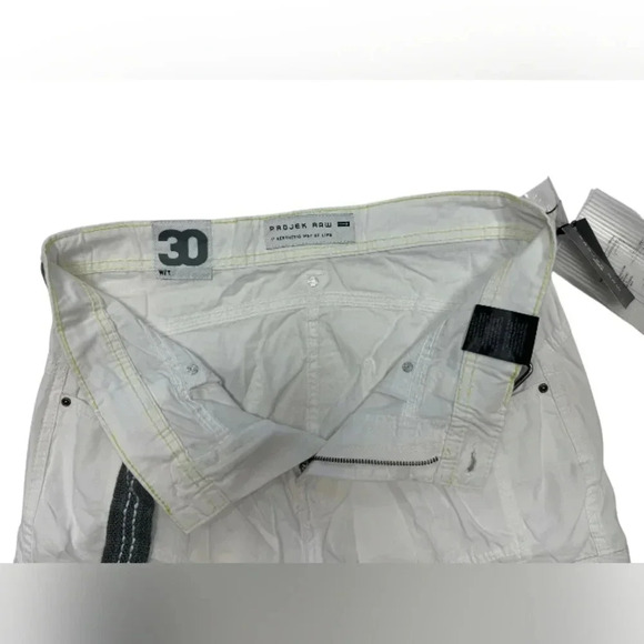 Projek Raw  NWT Shorts Cargo White 100% Cotton Size 30 - Picture 3 of 7